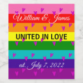Gay Marriage Rainbow Flag Original 8 Streifen LGBT Weinetikett (Einzelnes Label)