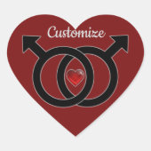 Gay Marriage Red Heart Sticker (Vorderseite)