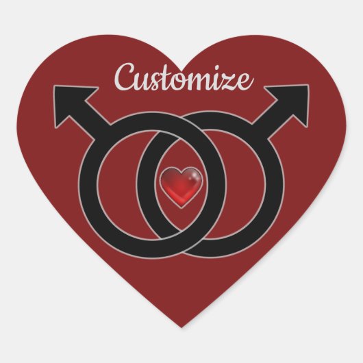 Gay Marriage Red Heart Sticker (Vorderseite)