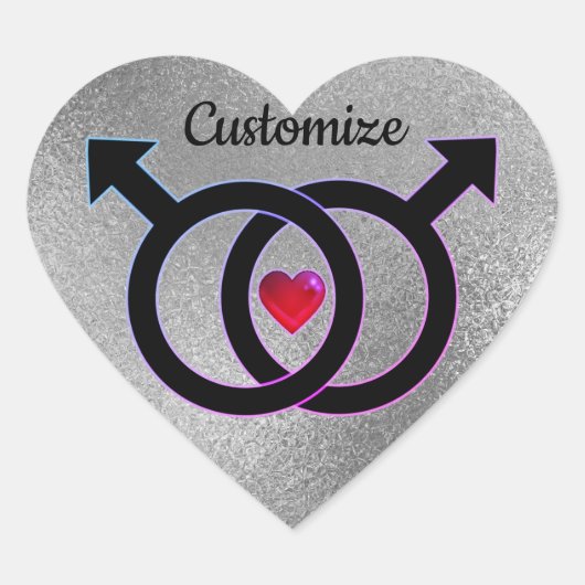 Gay Marriage Silver Heart Sticker (Vorderseite)