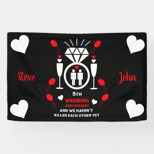 Gay Men 5. Hochzeitstag Banner (Horizontal)