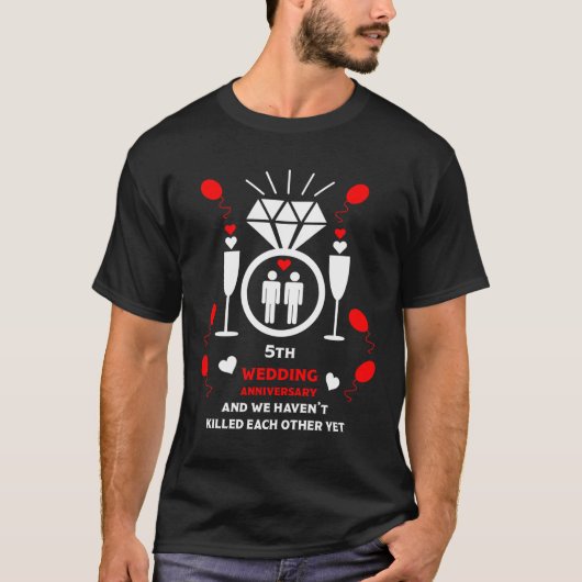 Gay Men 5th Wedding Anniversary T - Shirt (Vorderseite)