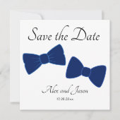 Gay Men Bow Krawatte Blue White Save the Date Hoch (Vorderseite)