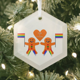 Gay Men Christmas Gingerbread Ornament Aus Glas
