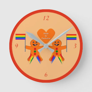 Gay Men Christmas Gingerbread Runde Wanduhr