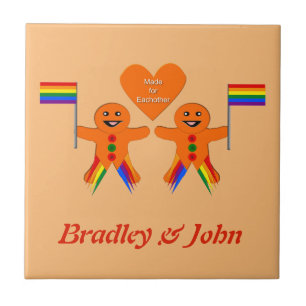 Gay Men Christmas Gingerbrett Couple Custom Fliese