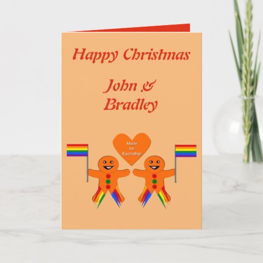 Gay Men Christmas Gingerbrett Couple Custom Karte (Vorderseite)