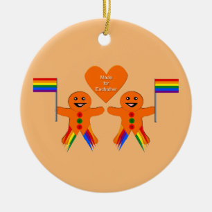 Gay Men Christmas Gingerbrett Couple Custom Keramik Ornament