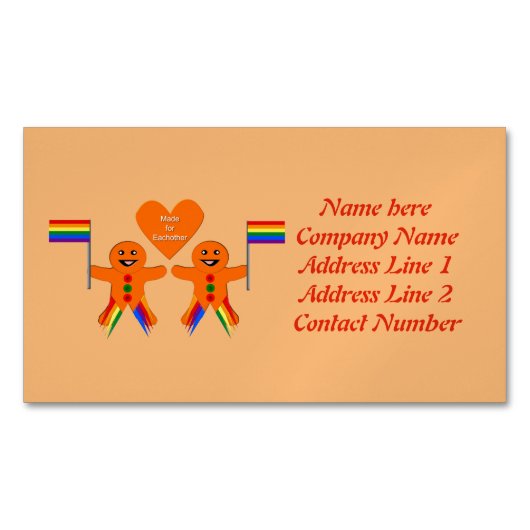 Gay Men Christmas Gingerbrett Couple Custom Magnetische Visitenkarte (Vorderseite)