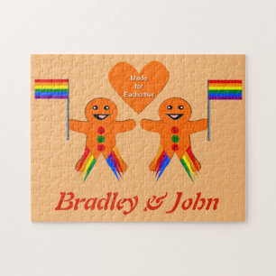 Gay Men Christmas Gingerbrett Couple Custom Puzzle