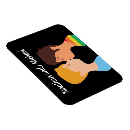 Gay Men Couple Kiss Custom LGBTQ Prix Monogramm Magnet (Rechte Seite)