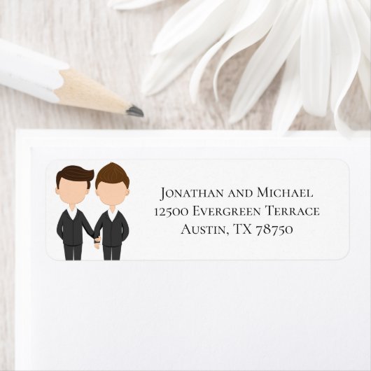 Gay Men Couple Wedding Tux Rücksendeadresse (Insitu)