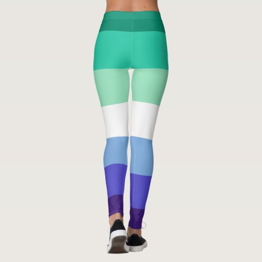 Gay Men Flag Grün Blau Lila Weiß Streifen LGBT Leggings (Rückseite)