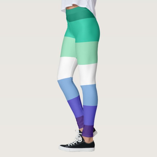 Gay Men Flag Grün Blau Lila Weiß Streifen LGBT Leggings (Links)