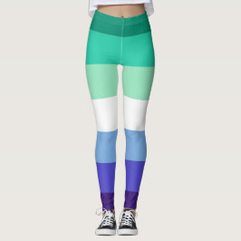 Gay Men Flag Grün Blau Lila Weiß Streifen LGBT Leggings