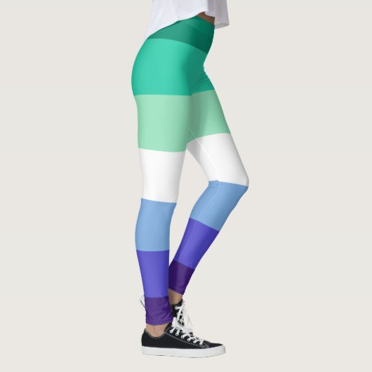 Gay Men Flag Grün Blau Lila Weiß Streifen LGBT Leggings (Rechts)