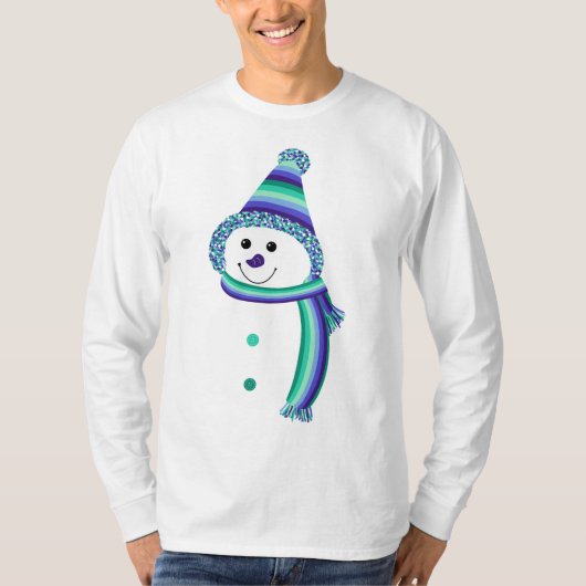 Gay Men Pride Snowman Snowperson Blue Green T-Shirt (Vorderseite)