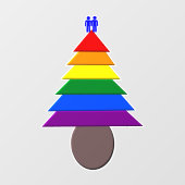 Gay Men Rainbow Christmas Tree Fensteraufkleber (Blatt)