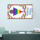 Gay Men Rainbow Christmas Tree und präsentiert Cus Banner (Messeveranstaltung)