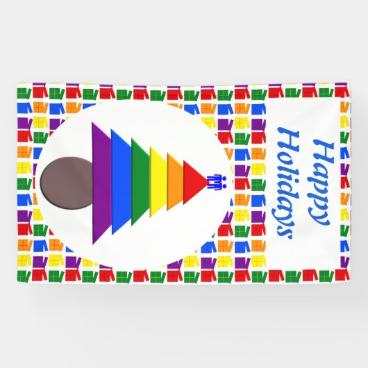 Gay Men Rainbow Christmas Tree und präsentiert Cus Banner (Horizontal)
