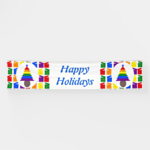Gay Men Rainbow Christmas Tree und präsentiert Cus Banner