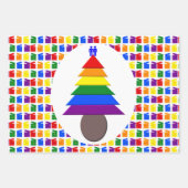 Gay Men Rainbow Christmas Tree und präsentiert Cus Geschenkpapier Set (Vorderseite)