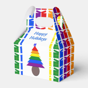 Gay Men Rainbow Christmas Tree und präsentiert Cus Geschenkschachtel