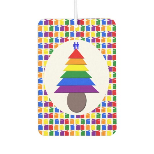Gay Men Rainbow Christmas Tree und Presents Autolufterfrischer (Vorderseite)