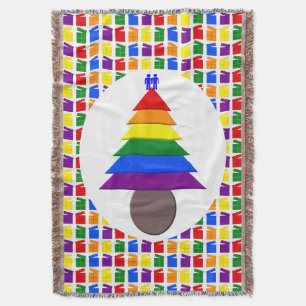 Gay Men Rainbow Christmas Tree und Presents Decke