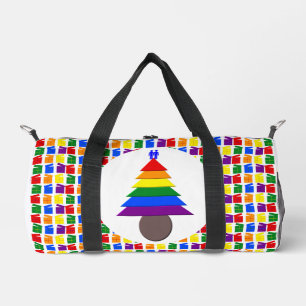 Gay Men Rainbow Christmas Tree und Presents Duffle Bag