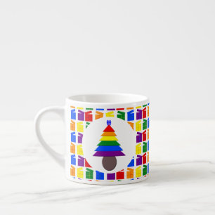 Gay Men Rainbow Christmas Tree und Presents Espressotasse