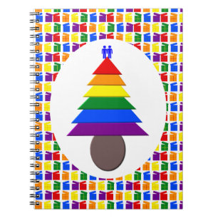 Gay Men Rainbow Christmas Tree und Presents Notizblock
