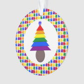 Gay Men Rainbow Christmas Tree und Presents Ornament (Vorderseite)