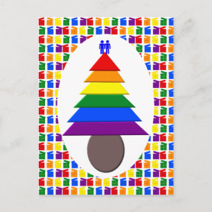 Gay Men Rainbow Christmas Tree und Presents Postkarte