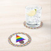 Gay Men Rainbow Christmas Tree und Presents Runder Pappuntersetzer (Vor Ort)