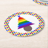 Gay Men Rainbow Christmas Tree und Presents Runder Pappuntersetzer (Angewinkelt)