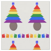 Gay Men Rainbow Christmas Tree und Presents Stoff (Nahaufnahme)