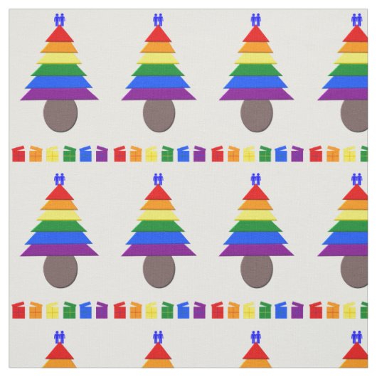Gay Men Rainbow Christmas Tree und Presents Stoff (Muster)