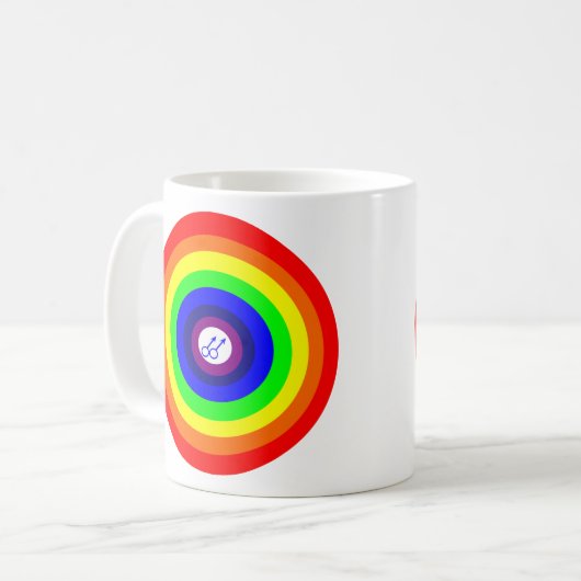 Gay Men Round Rainbow Coffee Tasse (Vorderseite Links)