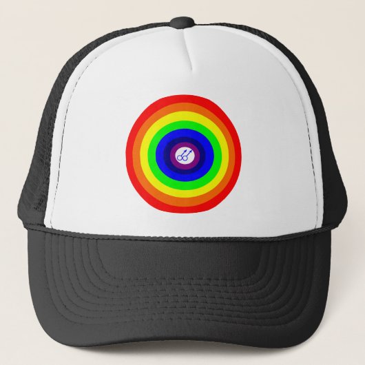 Gay Men Round Rainbow Hat Truckerkappe (Vorderseite)