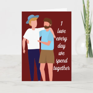 Gay Men Valentinstag Zeichn von Couple Red Karte