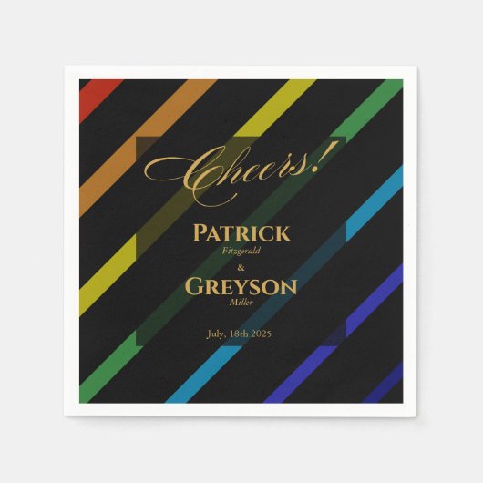 Gay Men Wedding Elegant Rainbow Cocktail Serviette (Vorderseite)