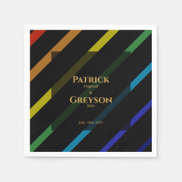Gay Men Wedding Elegant Rainbow Cocktail Serviette