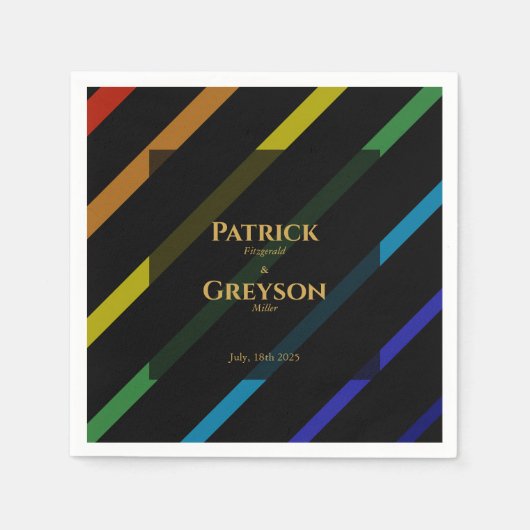 Gay Men Wedding Elegant Rainbow Cocktail Serviette (Vorderseite)