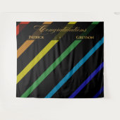 Gay Men Wedding Elegant Rainbow Congratulations Wandteppich (Vorderseite (Horizontal))