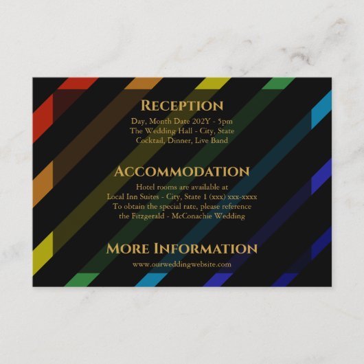 Gay Men Wedding Elegant Rainbow Enclosure Card Begleitkarte (Vorderseite)