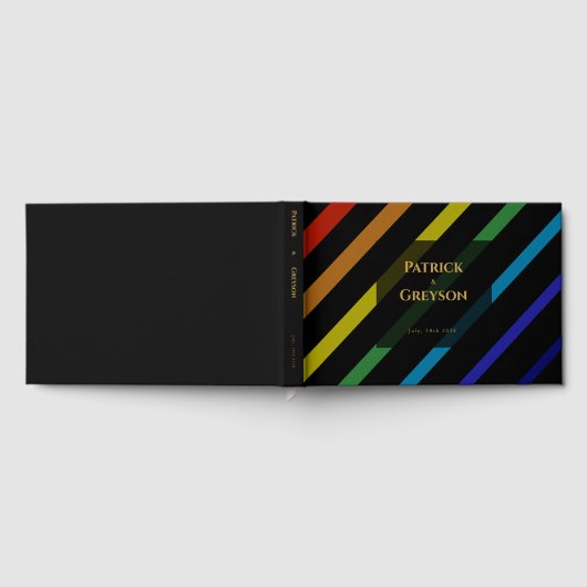 Gay Men Wedding Elegant Rainbow Gästebuch (Voll)