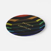 Gay Men Wedding Elegant Rainbow Pappteller (Schrägansicht)