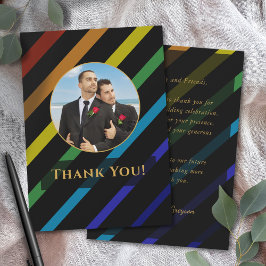 Gay Men Wedding Elegant Rainbow Photo Dankeskarte