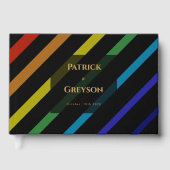 Gay Men Wedding Elegant Rainbow Photo Gästebuch (Vorderseite)
